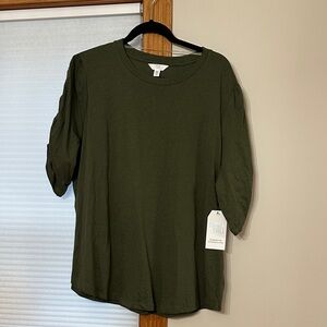Time and Tru Women's Dark Green Short Sleeve Top